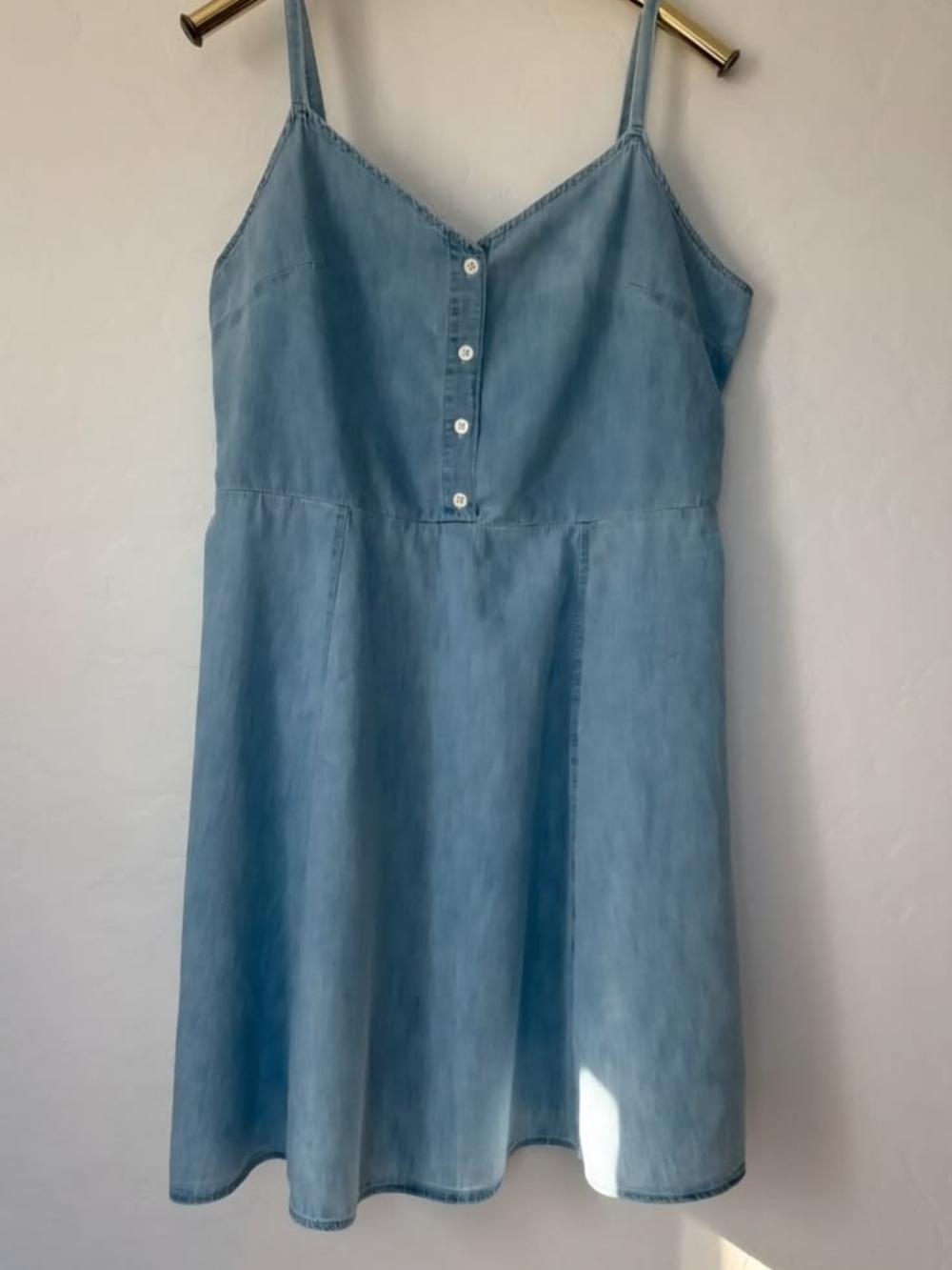 Light Blue Denim Spaghetti-Strap Dress